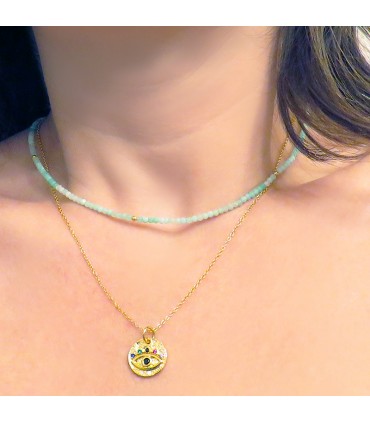 Necklace choker Chrysoprase (mineral)