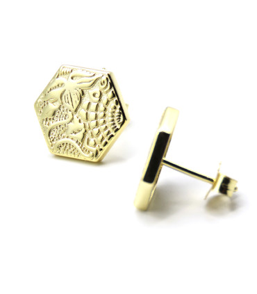 GAUDÍ HEXAGONAL TILE EARRINGS (PANOT GAUDÍ, BARCELONA ) gold plated silver