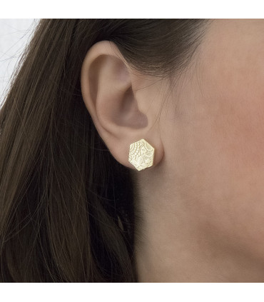 PENDIENTES BALDOSA HEXAGONAL DE GAUDÍ (PANOT GAUDÍ, BARCELONA ) BAÑO DE ORO