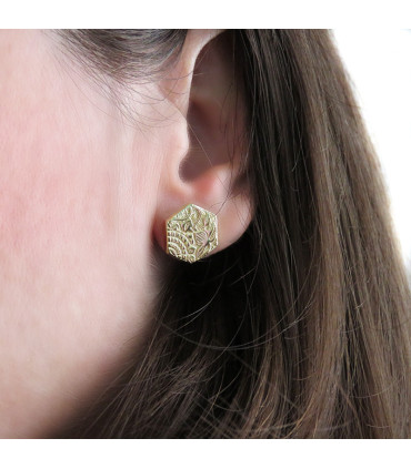 GAUDÍ HEXAGONAL TILE EARRINGS (PANOT GAUDÍ, BARCELONA ) gold plated silver