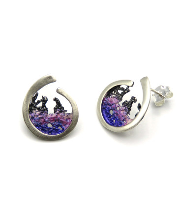 PENDIENTES OLA MALVA (ORFEGA)