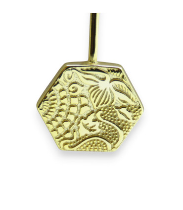 GAUDÍ LONG HEXAGONAL TILE EARRINGS (PANOT GAUDÍ, BARCELONA) GOLD-PLATED SILVER