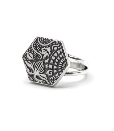 GAUDÍ LONG HEXAGONAL TILE EARRINGS (PANOT GAUDÍ, BARCELONA) SILVER