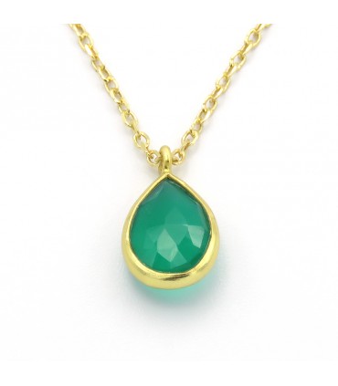 GREEN ONYX MINERAL TEARDROP PENDANT