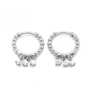 THREE ZIRCONIA HOOP EARRINGS