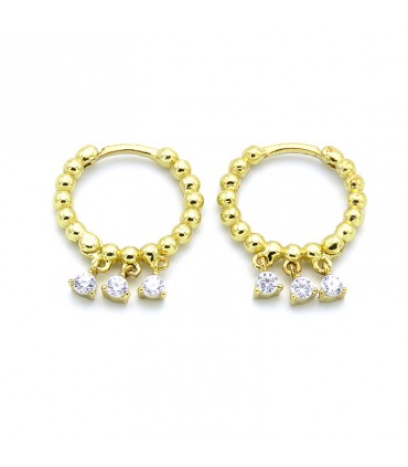 THREE ZIRCONIA HOOP EARRINGS
