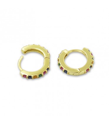 MULTICOLOURED CUBIC ZIRCONIA HOOP EARRINGS
