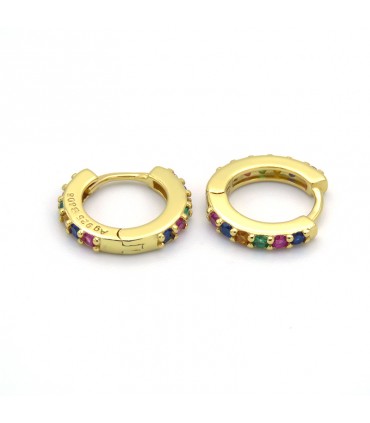 MULTICOLOURED CUBIC ZIRCONIA HOOP EARRINGS