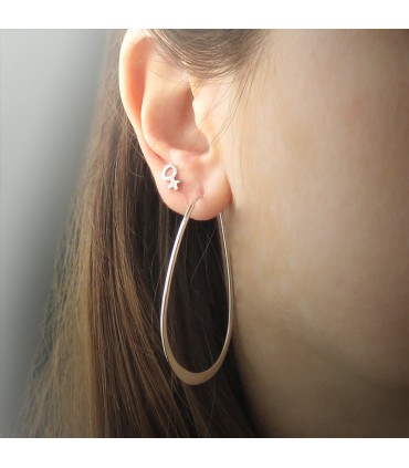 PLAIN OVAL HOOP EARRINGS 45 x 30